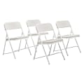 National Public Seating Lightweight Plastic Folding Chairs, White, Set Of 4 Chairs