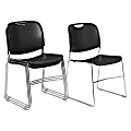 National Public Seating Hi-Tech Plastic Seat, Stacking Chair, 17 1/2" Seat Width, Black Seat/Chrome Frame, Quantity: 4