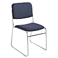 National Public Seating Signature Fabric Padded Stack Chair, Navy/Chrome, Pack Of 2