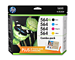 HP 564XL/564 High-Yield Black And Tri-Color Ink Cartridges With Media Kit, Pack Of 2, D8J67FN#140
