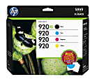 HP 920XL/920 High-Yield Black And Tri-Color Ink Cartridges With Media Kit Pack, Pack Of 2, D8J68FN