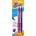 BIC Gel Retractable Pens - Medium Pen Point - 0.7 mm Pen Point Size - Spherical Pen Point Style - Refillable - Retractable - Assorted Water Based Ink - Tinted, Transparent Barrel - 2 / Pack
