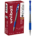 uni-ball® Gel Grip™ Pens, Medium Point, 0.7 mm, Clear Barrel, Blue Ink, Pack Of 12