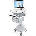 Ergotron StyleView Cart with LCD Arm, SLA Powered, 4 Drawers - 4 Drawer - 38 lb Capacity - 4 Casters - Aluminum, Plastic, Zinc Plated Steel - White, Gray, Polished Aluminum