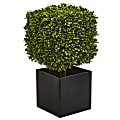 Nearly Natural Boxwood 27”H Artificial Indoor/Outdoor Plant With Black Planter, 27”H x 15”W x 15”D, Green