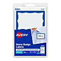 Avery® Name Tags, 05144, 2-1/3" x 3-3/8", White With Blue Border, 100 Removable Name Badges