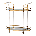 Baxton Studio Nakano 2-Tier Wine Cart, 35-13/16" x 34-1/2", Gold