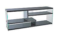 Monarch Specialties TV Stand, Glass, For Flat-Screen TVs Up To 60", Glossy Gray