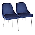 LumiSource Marcel Dining Chairs, Blue/Chrome, Set Of 2 Chairs