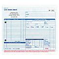 Custom Carbon Business Forms, Pre-Formatted, Auto Repair Order Forms, 8 1/2” x 7”, 3-Part, Box Of 250