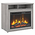 Bush® Business Furniture Studio C 32"W Electric Fireplace With Shelf, Platinum Gray, Standard Delivery