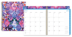 Nicole Miller Wire-O Weekly/Monthly Planner, 18-Month, 8 1/2" x 11", Floral Diamond, July 2016 to June 2017