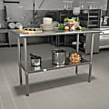 Flash Furniture Stainless Steel Prep And Work Table, 34-1/2”H x 48”W x 24”D, Silver