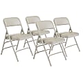 National Public Seating Vinyl Upholstered Triple Brace Folding Chairs, Gray, Pack Of 4