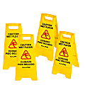 Alpine Caution Wet Floor Signs, 24", Yellow, Pack Of 4 Signs