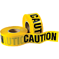 B O X Packaging Barricade Tape, Caution, 3" Core, 3" x 333 Yd., Black/Yellow, Case Of 4
