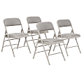 National Public Seating Fabric Upholstered Triple Brace Folding Chairs, Gray, Pack Of 4