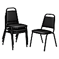 National Public Seating Square Back Padded Vinyl Seat, Banquet Stack Chair, 15 3/4" Seat Width, Black Seat/Black Frame, Set of 4 1 thumbnail image