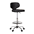 ALPHA HOME Adjustable Ergonomic Faux Leather Office Drafting Chair With Back, Black