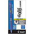 Pilot® FriXion® Clicker Erasable Gel Pens, Fine Point, 0.7 mm, Blue Barrel, Blue Ink, Pack Of 12 Pens