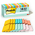 Post-it® Notes, 1800 Total Notes, Pack Of 18 Pads, 3" x 3", Beachside Cafe Collection, 100 Notes Per Pad
