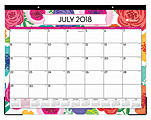 Blue Sky™ Academic Monthly Desk Pad Calendar, 22" x 17", 50% Recycled, Mahalo, July 2018 to June 2019