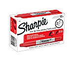 Sharpie® Twin-Tip Permanent Markers, Fine/Ultra Fine Points, Red, Pack Of 12