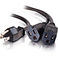 C2G 3ft 16 AWG 1-to-2 Power Cord Splitter (1 NEMA 5-15P to 2 NEMA 5-15R) - 3ft 1 thumbnail image