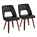 LumiSource Triad Mid-Century Modern Chairs, Black/Walnut, Set Of 2 Chairs