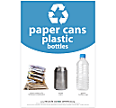 Recycle Across America Paper, Cans And Plastic Standardized Recycling Label, PCP-1007, 10" x 7", Light Blue