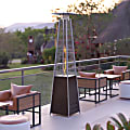 Flash Furniture Sol Stainless-Steel Pyramid 42,000 BTU Outdoor Propane Heater With Wheels, 90"H x 22-1/4"W x 22-1/4"D, Bronze