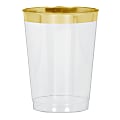 Amscan Premium Plastic Tumblers, 10 Oz, Clear/Gold, 20 Tumblers Per Pack, Case Of 2 Packs 1 thumbnail image