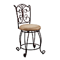 Linon Andrea 24" Gathered Back Swivel Counter Stool, Light Brown/Bronze 1 thumbnail image