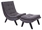 Ave Six Tustin Lounge Chair And Ottoman Set, Pewter/Black