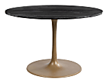 Zuo Modern Taj Marble And Aluminum Round Dining Table, 29-15/16”H x 47-1/4”W x 47-1/4”D, Black/Gold