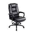 Office Star™ WorkSmart Deluxe Executive Leather High-Back Chair, 46 1/4"H x 26 1/2"W x 31 1/2"D, Black Frame, Black Leather