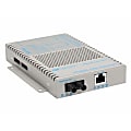 Omnitron OmniConverter SL 10/100 PoE Ethernet Fiber Media Converter Switch RJ45 ST Single-Mode 30km Wide Temp - 1 x 10/100BASE-TX; 1 x 100BASE-LX; DC Powered; Lifetime Warranty