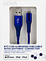 Ativa® Lightning To USB Type-A Cable, 6', Navy, 45403