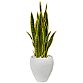 Nearly Natural 33"H Sansevieria Artificial Plant With Planter, 33"H x 12"W x 12"D, White/Green 1 thumbnail image