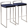 LumiSource Velvet Fuji Stacker Bar Stools, Silver/Blue, Set Of 2 Stools 1 thumbnail image