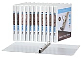 Office Depot® Brand Heavy-Duty Easy-Open View Binders, 1/2" Round Rings, White, Set Of 12 Binders