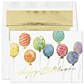 Custom Embellished Birthday Cards And Foil Envelopes, 7 7/8" x 5 5/8", Floating Wish, Box Of 25 Cards