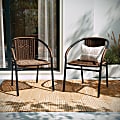 Flash Furniture Lila Restaurant Stack Chairs, Medium Brown/Black, Pack Of 2 Chairs 1 thumbnail image