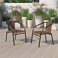 Flash Furniture Lila Restaurant Stack Chairs, Medium Brown/Black, Pack Of 2 Chairs