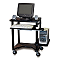 Tuffy Mobile Computer Workstation With Leg-Room Cutout, 2-Shelf, 33"H x 24"W x 18"D, Black