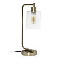 Lalia Home Modern  Iron Desk Lamp, 19”H, Clear Glass/Antique Brass