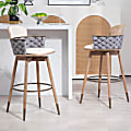 Glamour Home Bechor Fabric Barstool With Back, Beige/Brown 1 thumbnail image