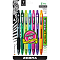 Zebra® Pen Z-Grip® Retractable Ballpoint Pens, Pack Of 7, Medium Point, 1.0 mm, Translucent Barrel, Assorted Ink Colors