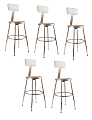 National Public Seating Adjustable Hardboard Stools With Backs, 19"-27"H, Gray, Set of 5 1 thumbnail image