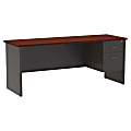 WorkPro® Modular 72"W Right-Pedestal Computer Desk, Charcoal/Mahogany 1 thumbnail image